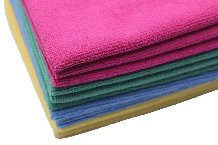 pile of Microfiber Cleaning Cloth, 4 Color Assorted (12 Pack)