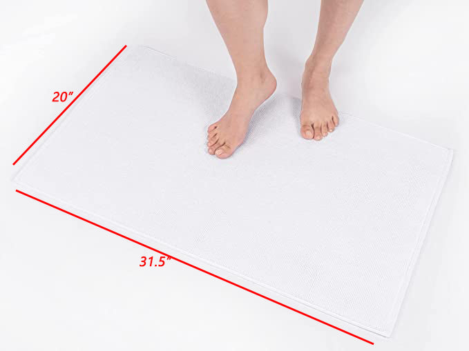 100% Cotton Bathmats, White Shower Bathroom Floor Mat