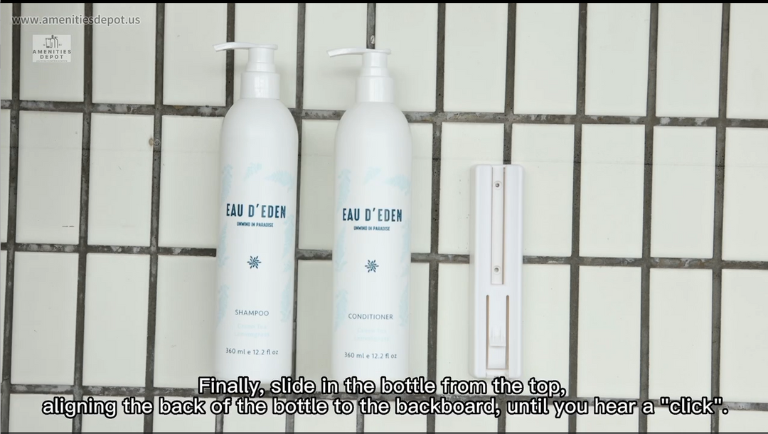 EAU D'EDEN 6 Shampoo & 6 Body Wash, Drill-Free Wall Mount Shower Dispenser (12 Pack, 12.2oz/360ml)