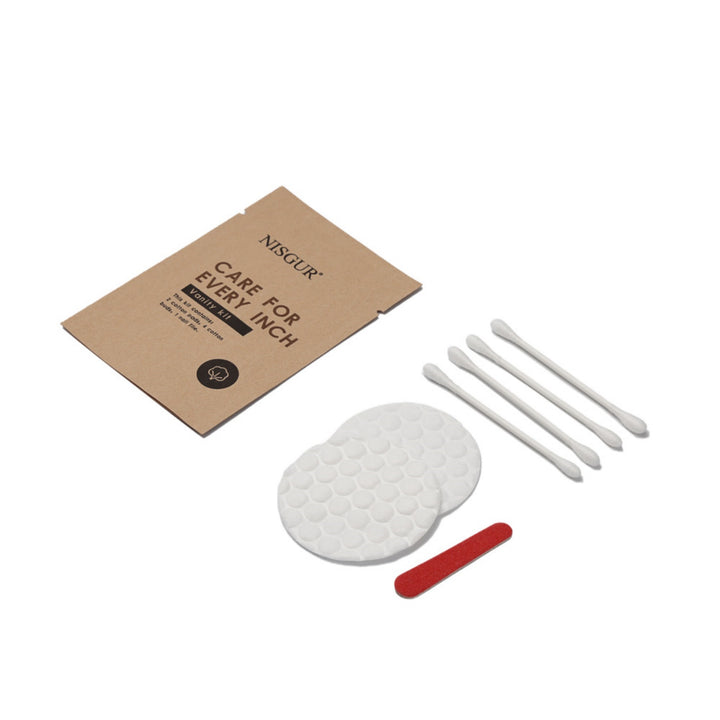 100 / 500 Pack Hotel Vanity Kit Bulk - Cotton Pad Cotton Swab and Nail File Kit - No Plastic Kraft Paper Individually Wrapped
