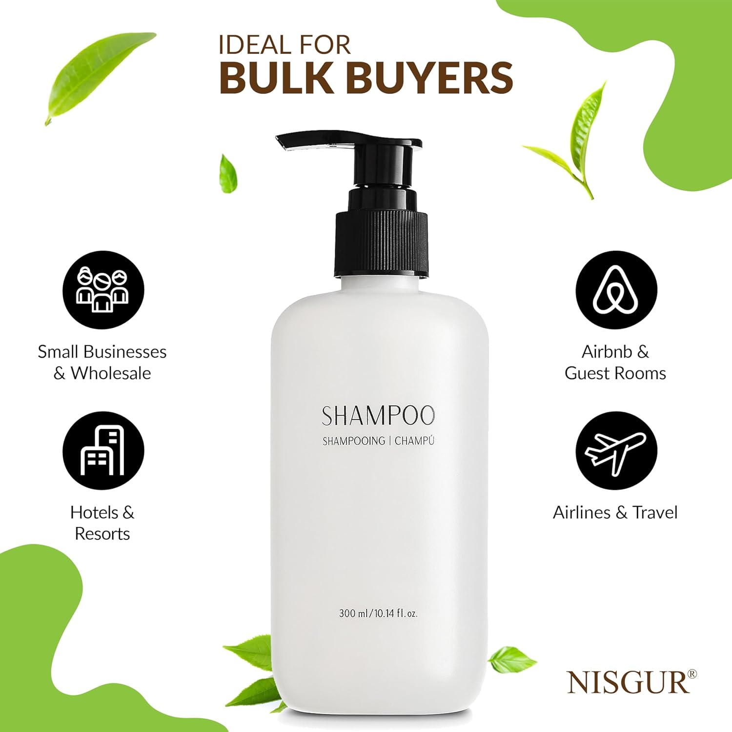 Premium 4-Piece Hair & Body Care Bundle Set, 10oz/300ml Pump