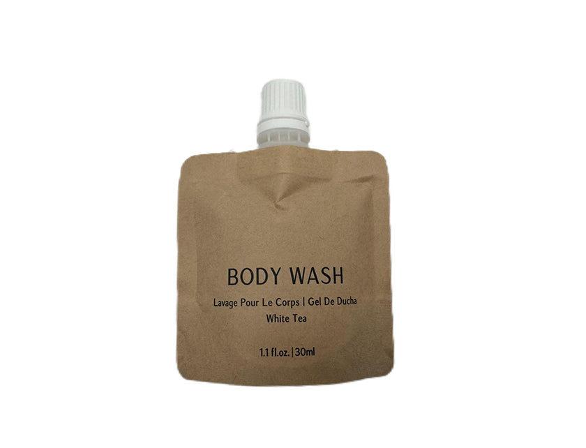 BIOCORN Body Wash Recyclable Kraft Paper Pouch Bag (100 / 200 Pack, 1.1oz/30ml)