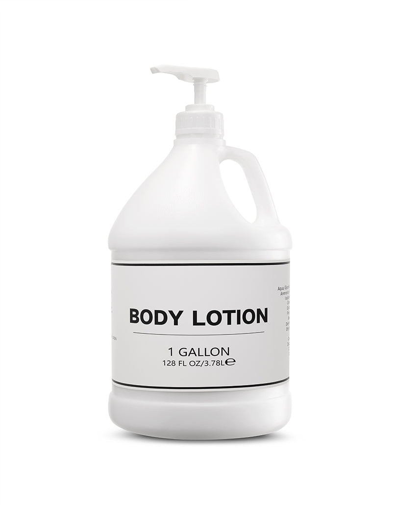 Body Lotion Refill Gallon Set with Extra Gallon Pump Dispensers; Hotel Toiletries 4 Pack Per Package