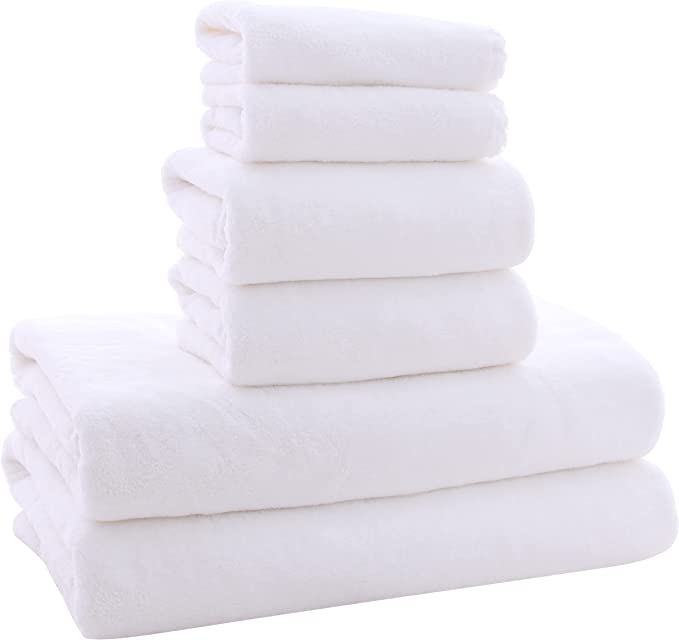 100% Cotton Premium White Towel Sets For Bathroom (Pack of 6)