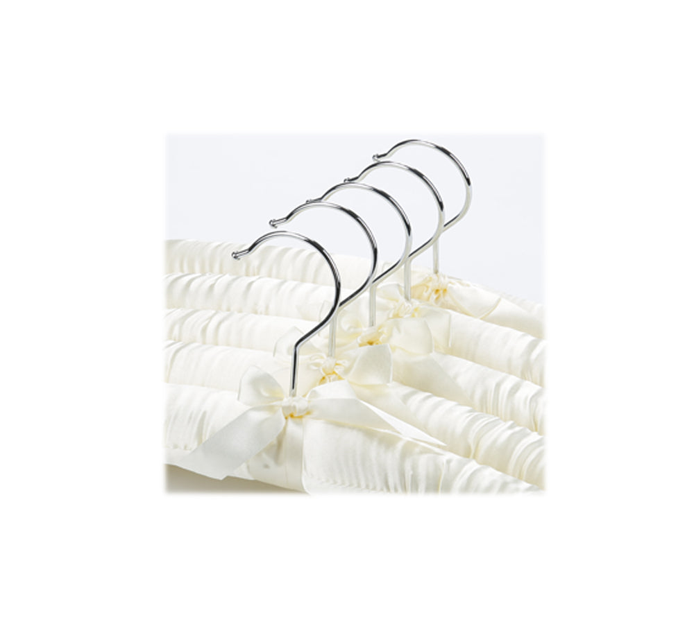 Satin Padded Silk Hangers - Ivory White - 25 Pack - Amenities Depot