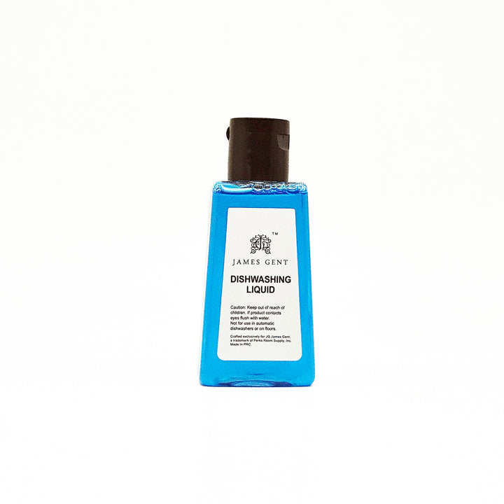 Blue bottle of James Gent dishwashing liquid on a white background