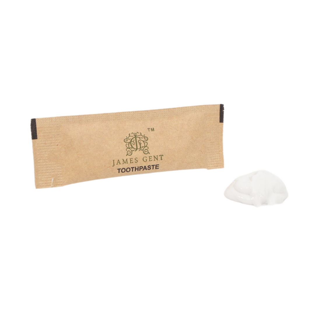 (250/1000 Pack) James Gent 5g Toothpaste Travel Size, in individual kraft paper bags