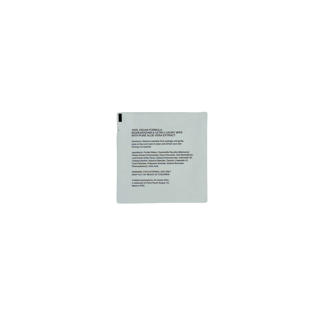 Make-up remover with packaging labeled 'James Gent' and ingredients on a white background