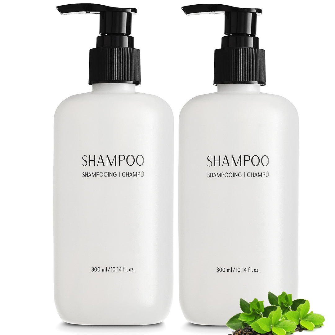 Pack of 12 Nisgur Shampoo Pump Bottle 10.14Fl oz/300 ML Each Refillable Shampoo Aloe vera, and Green Tea Extract Infused Hotel Toiletries