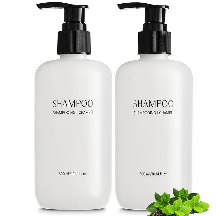 Pack of 12 Nisgur Shampoo Pump Bottle 10.14Fl oz/300 ML Each Refillable Shampoo Aloe vera, and Green Tea Extract Infused Hotel Toiletries