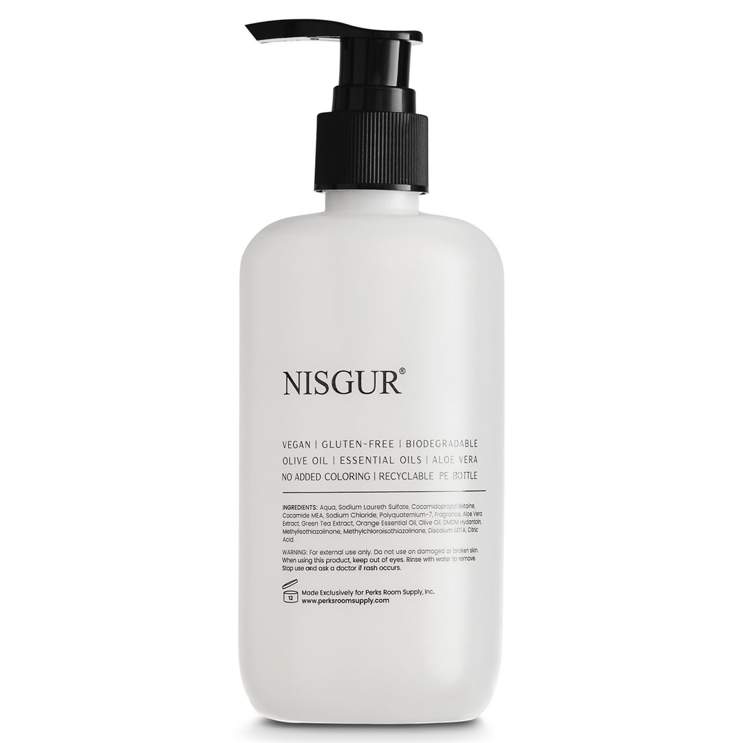 Pack of 12 Nisgur Shampoo Pump Bottle 10.14Fl oz/300 ML Each Refillable Shampoo Aloe vera, and Green Tea Extract Infused Hotel Toiletries