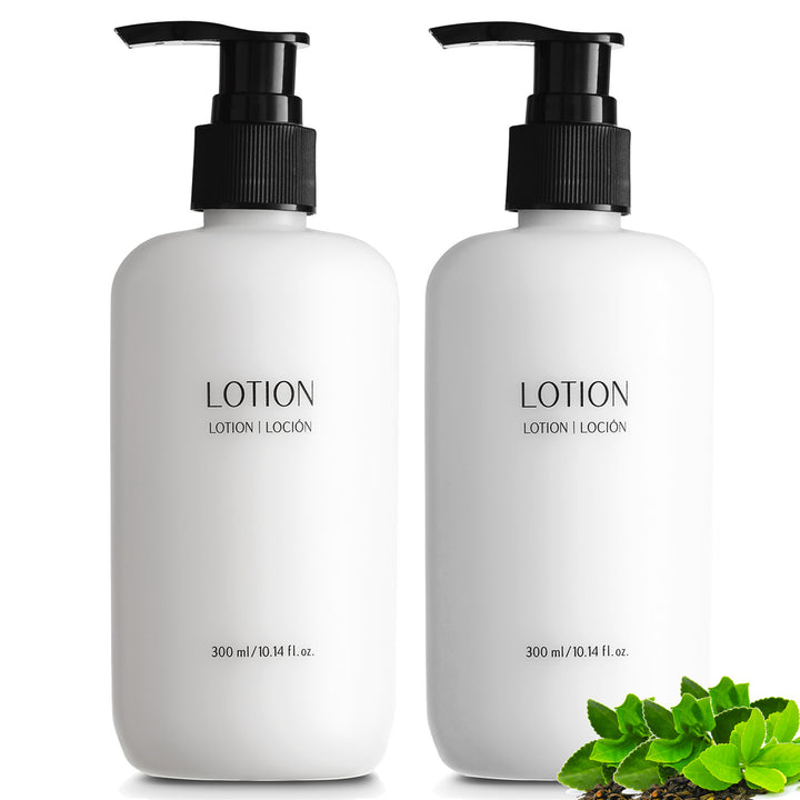 Pack of 12 Nisgur Body Lotion Pump Bottle 10.14 Fl oz/300 ML Each Refillable Body Lotion Aloe vera, and Green Tea Extract Infused Hotel Toiletries