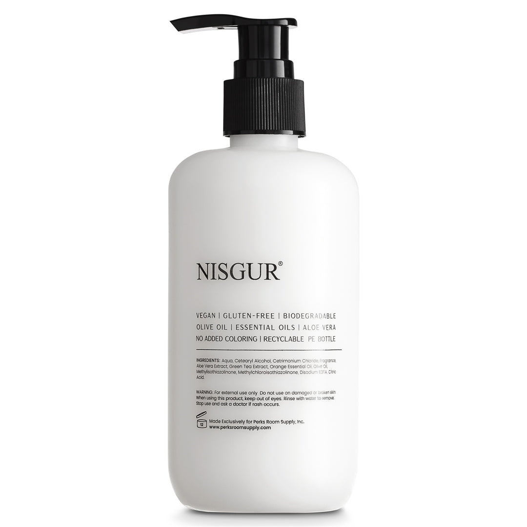 Pack of 12 Nisgur Conditioner Pump Bottle 10.14 Fl oz/300 ML Each Refillable Conditioner Aloe vera, and Green Tea Extract Infused Hotel Toiletries
