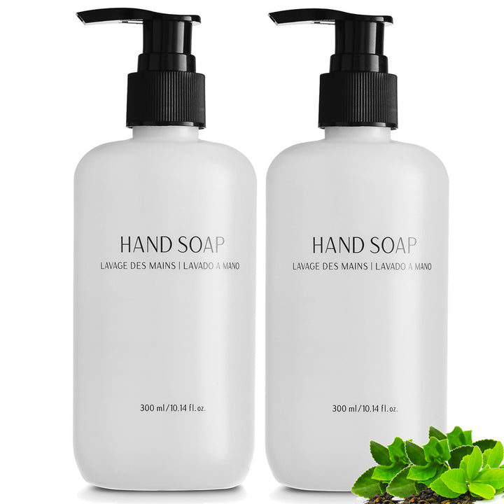 Pack of 12 Nisgur Hand Soap Pump Bottle 10.14 Fl oz/300 ML Each Refillable Hand Soap Aloe vera, and Green Tea Extract Infused Hotel Toiletries