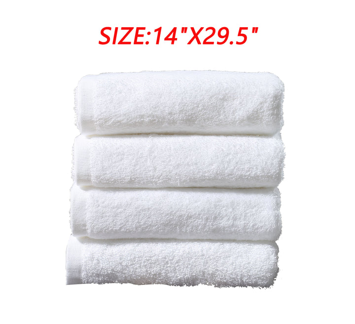 100% Cotton Premium White Hand Towels 14"X29.5" (Pack of 4)