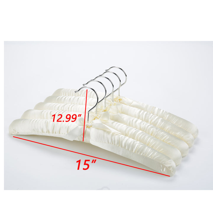 Satin Padded Silk Hangers - Ivory White - 25 Pack