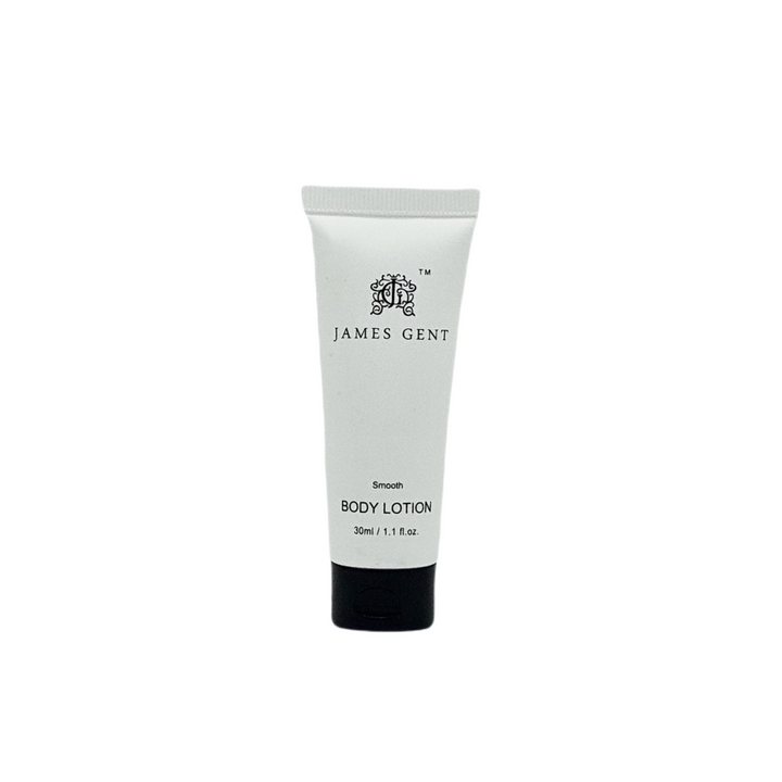 Tube of James Gent body lotion on a white background
