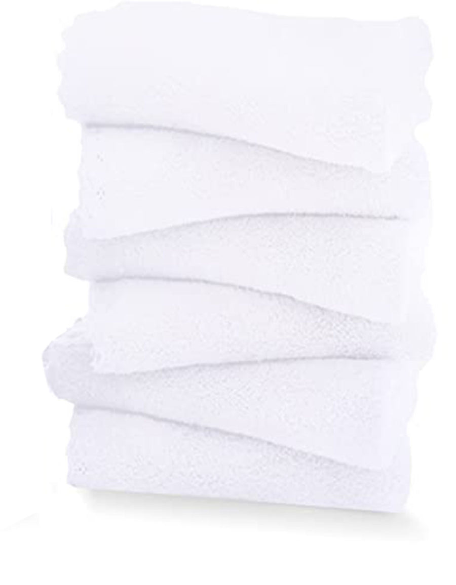 100% Cotton White Face Towels 12.5"X12.5" (Pack of 6)