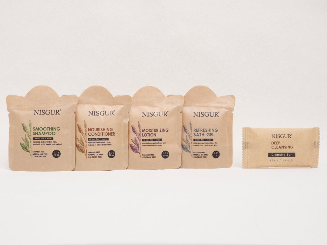 Set of Nisgur skincare products on a white background