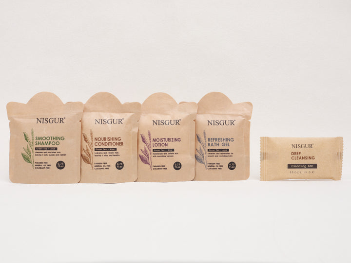 Set of Nisgur skincare products on a white background