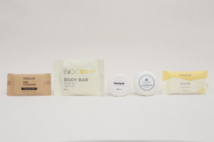 Collection of soaps on a white background