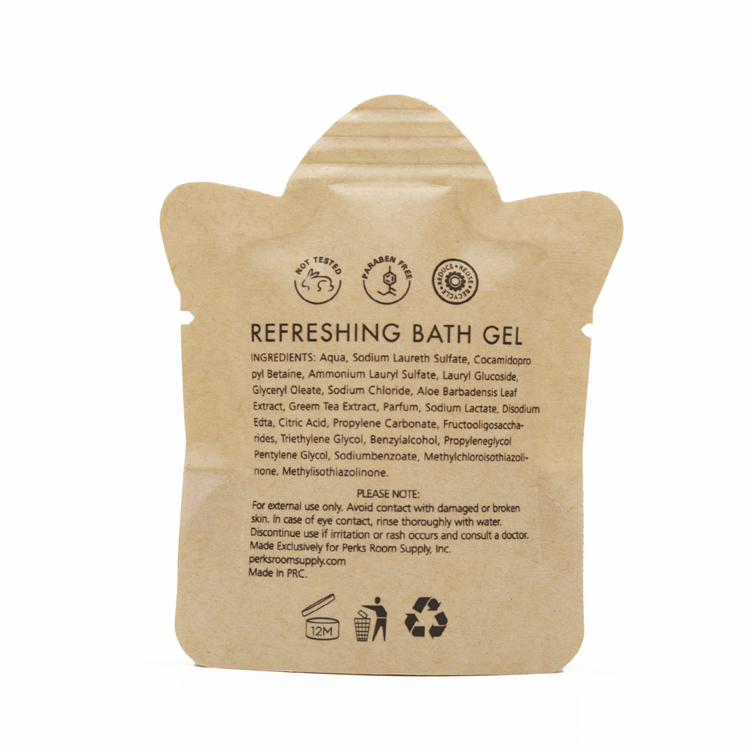 100 / 200 Pack Hotel Body Wash Bulk (Travel Size 0.75oz) No Plastic Kraft Paper Pouch - Aloe and Green Tea Extract