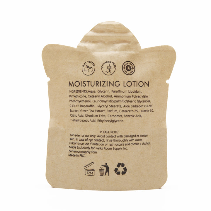 100 / 200 Pack Hotel Body Lotion Bulk (Travel Size 0.75oz) No Plastic Kraft Paper Pouch - Aloe and Green Tea Extract