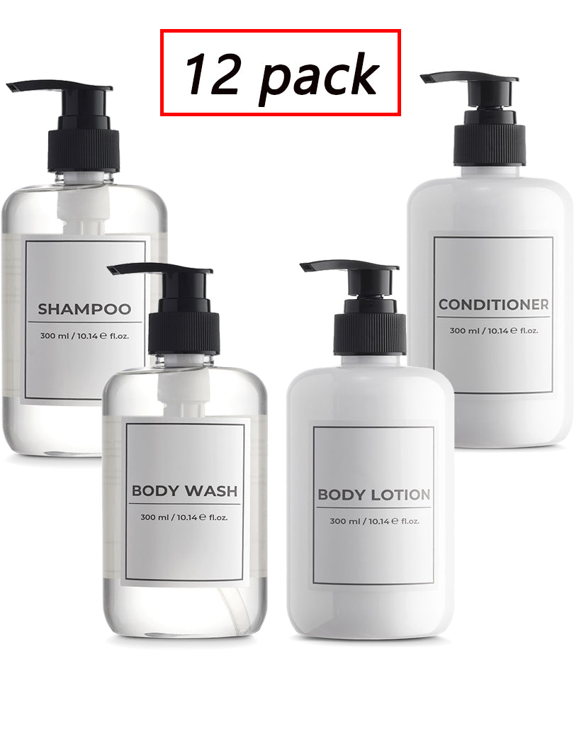 toiletries set of shampoo conditioner body wash body lotion