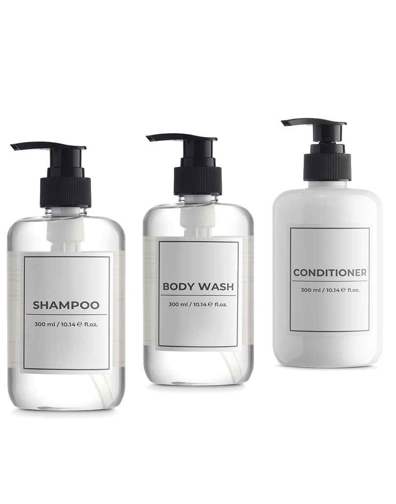 toiletries set of shampoo conditioner body wash 