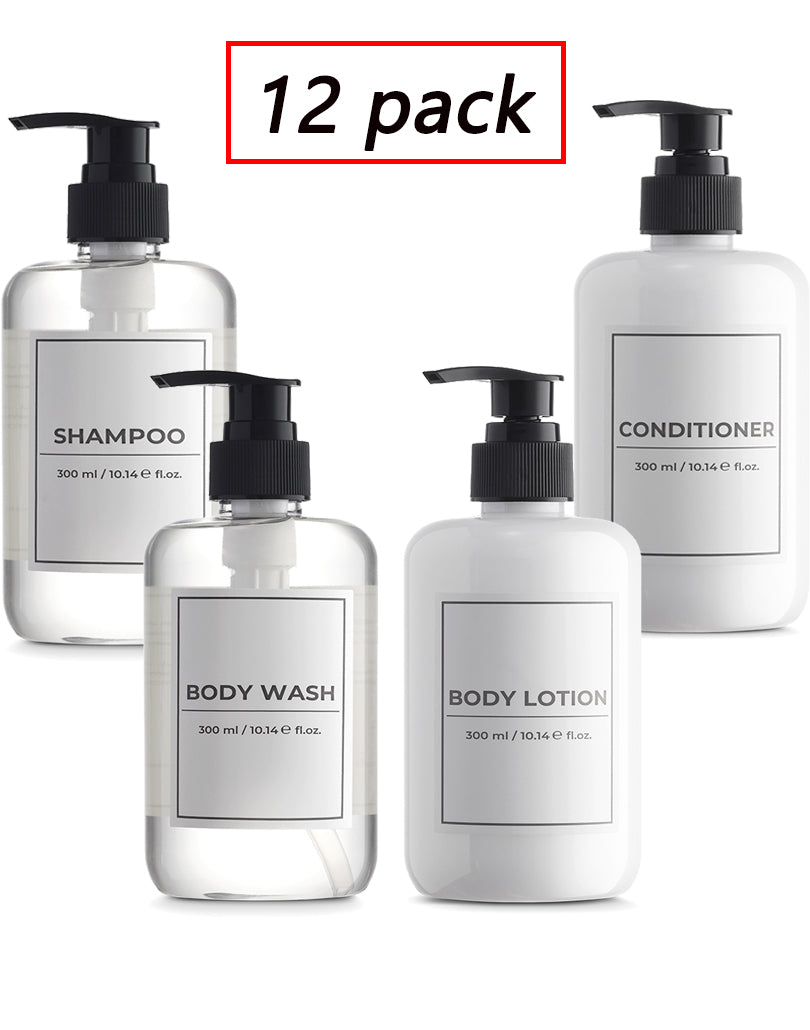 toiletries set of shampoo, conditioner, body wash, body lotion for vacation homes and hotels