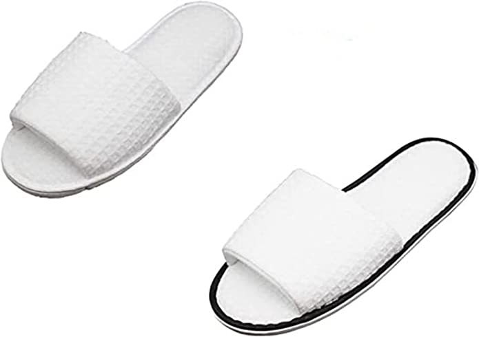 White Open Toe Spa Slippers