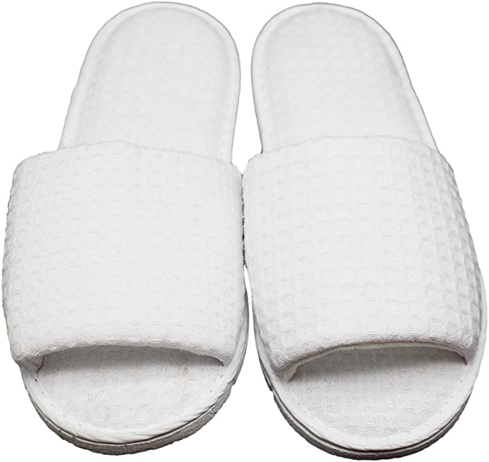 White Open Toe Spa Slippers