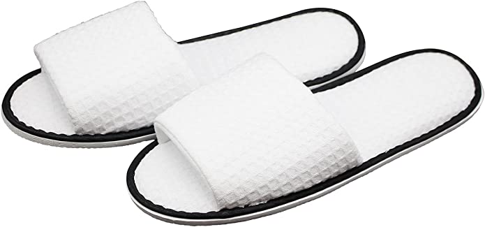 White Open Toe Spa Slippers